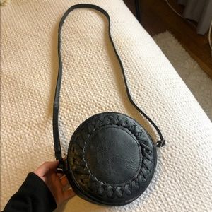 Black round circle bag purse fanny backpack